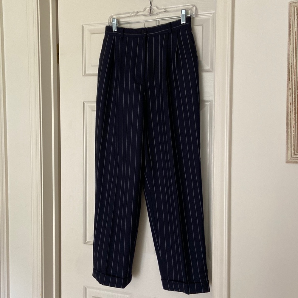Talbot’s wool pinstripe pants with cuffs
